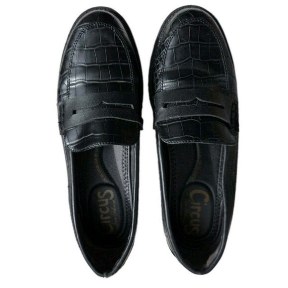 Circus Sam Edelman Penny Loafer Lug Black Croc Desmond Women Size 8 - Picture 9 of 16